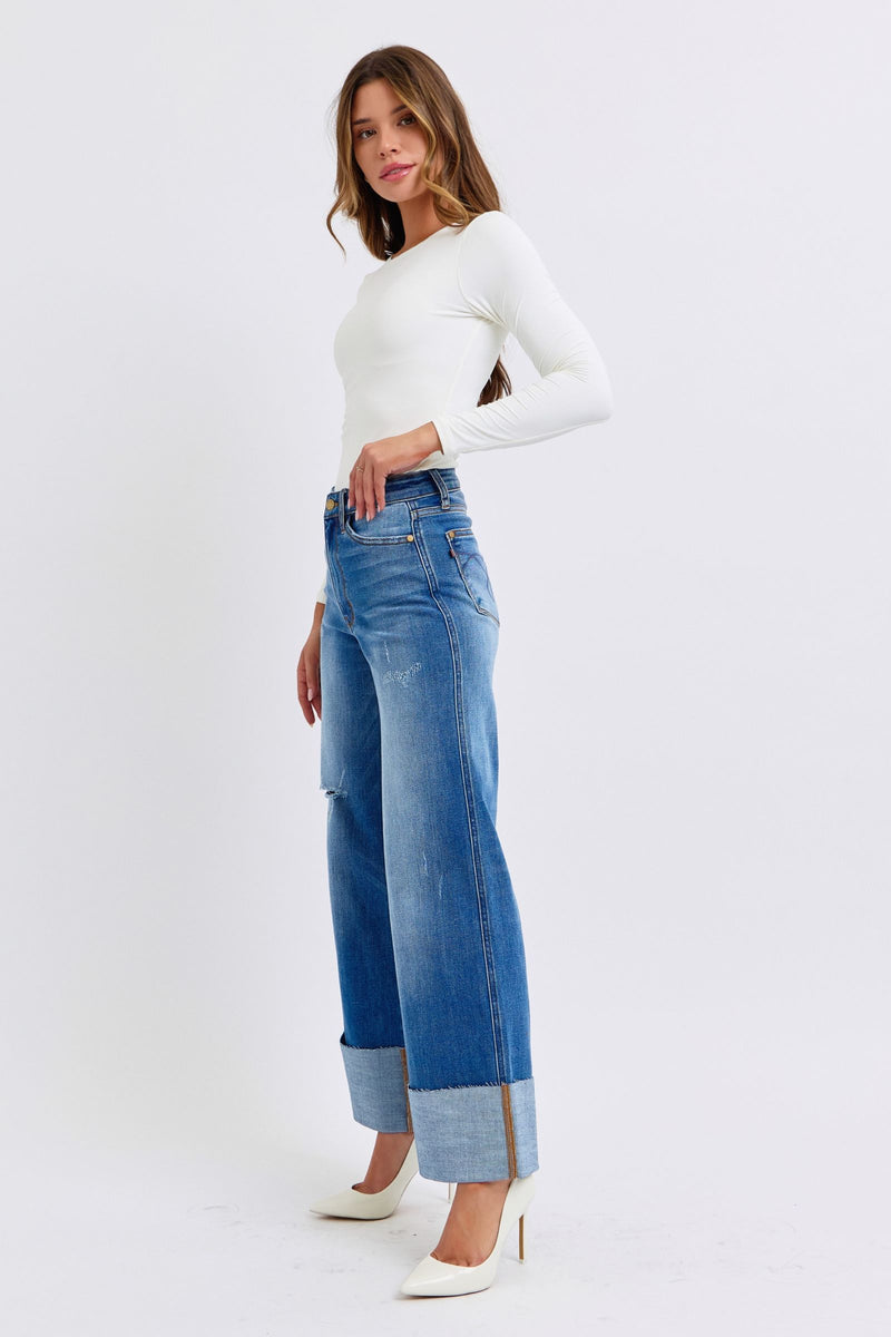 Hazel Blues® |  Judy Blue Distressed High Waist Wide Leg Jeans