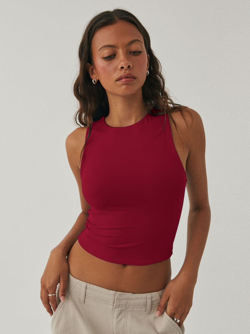 Hazel Blues® |  Round Neck Cropped Tank