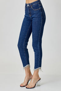 Hazel Blues® |  RISEN Embellished Mid Rise Crop Skinny Jeans