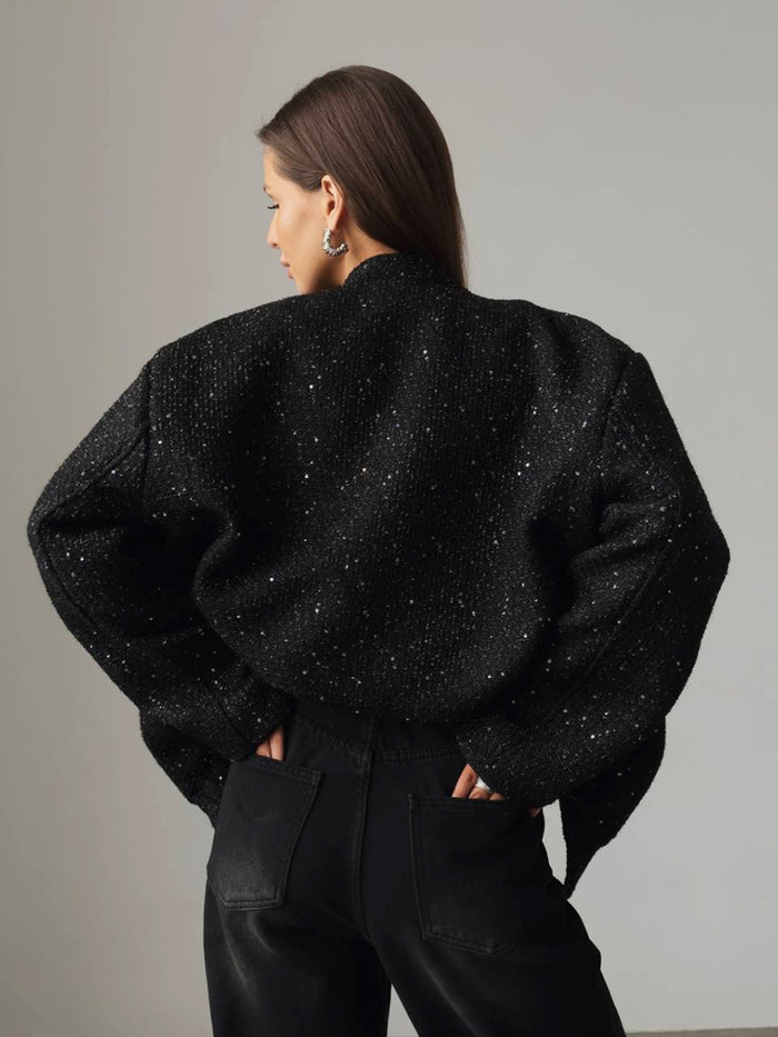 Hazel Blues® |  Sequin Detail Pocketed Long Sleeve Jacket