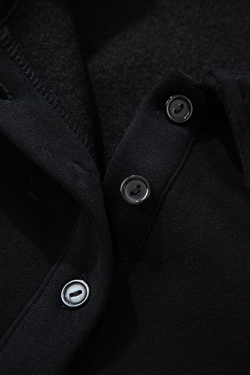 Hazel Blues® |  Black Solid Collared Sweatshirt and High Waist Pants Active Set