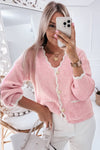 Hazel Blues® |  Contrast Trim V-Neck Long Sleeve Cardigan