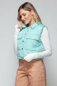 Hazel Blues® |  Snobbish Snap Down Quilted Crop Vest