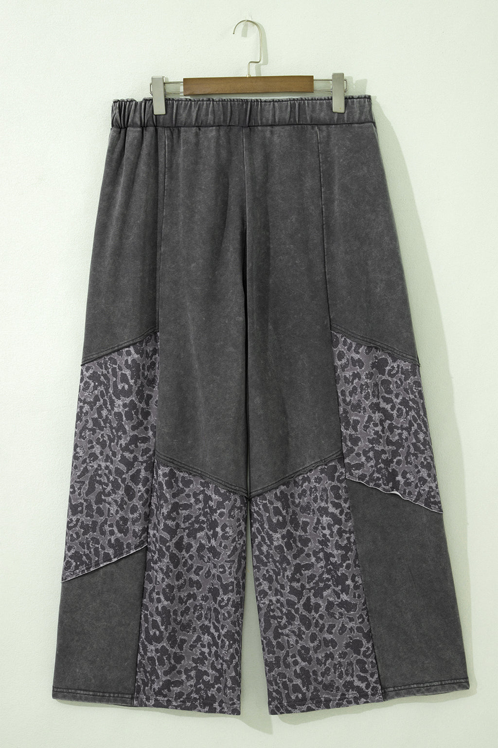 Leopard Patchwork Mineral Wash Wide Leg Pants