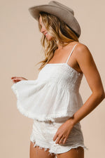 Hazel Blues® |  BiBi Fringed Hem Smocked Cami