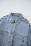 Hazel Blues® |  Striped Button Up Long Sleeve Denim Jacket