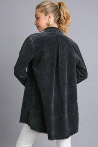 Hazel Blues® |  Umgee Raw Hem Button Down Denim Jacket with Chest Pockets