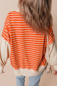 Hazel Blues® |  Slit Striped Long Sleeve Sweatshirt