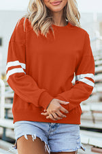 Hazel Blues® |  Evergreen Varsity Striped Detail Drop Shoulder Oversized Sweatshirt