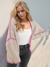 Hazel Blues® |  Double Take Contrast Open Front Dropped Shoulder Cardigan
