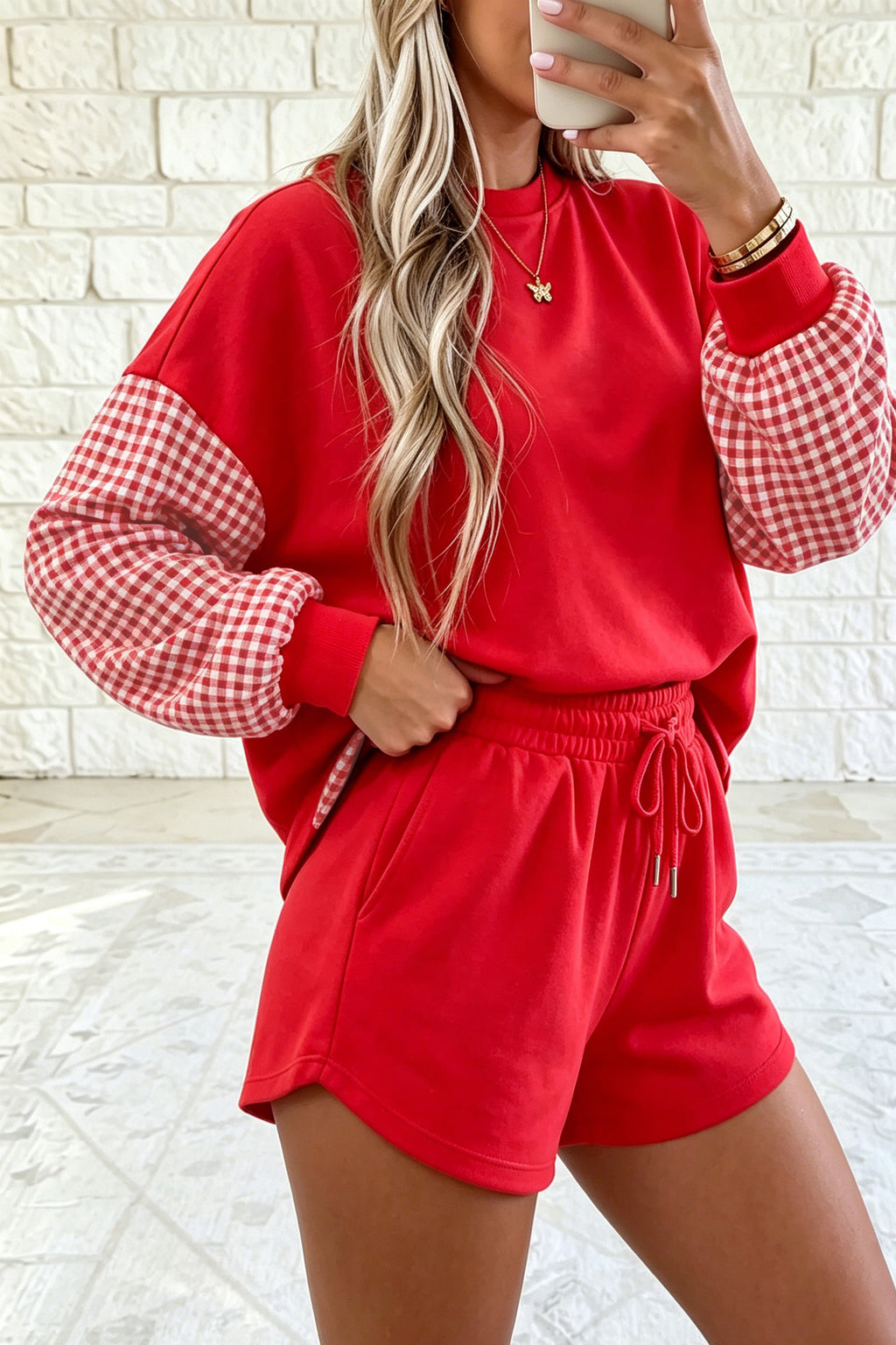 After Hours Plaid Patchwork Short Set