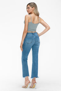 Hazel Blues® |  bytos Raw Hem Distressed Mid Rise Crop Jeans