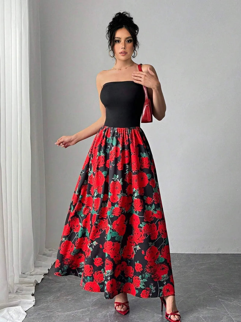 Hazel Blues | Floral Tube Maxi Dress Black / XL Hazel Blues | Floral Tube Maxi Dress Black / XL