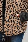 Hazel Blues® |  Khaki Leopard Print Zip Up Stand Neck Side Pocket Jacket