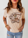 Hazel Blues® |  Khaki Western Poker Cards Graphic T Shirt
