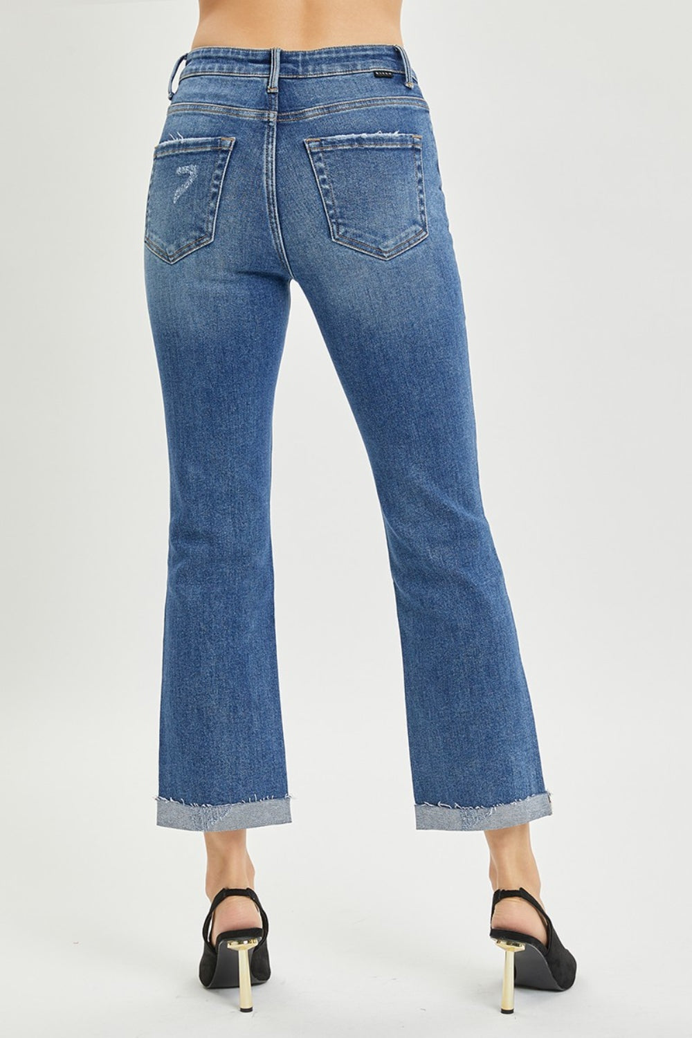 Hazel Blues® |  RISEN Button Fly Cropped Bootcut Jeans