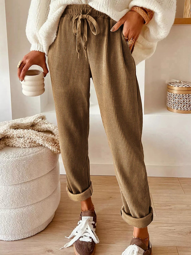 Hazel Blues® | Casual Corduroy Drawstring Waist Pants