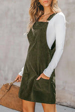 Hazel Blues® |  Pocketed Square Neck Wide Strap Overall Dress