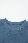 Hazel Blues® |  Sail Blue Fleece Drop Shoulder Exposed Seam Patchwork Casual Sweatshirt