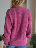 Hazel Blues® |  Openwork Round Neck Dropped Shoulder Sweater