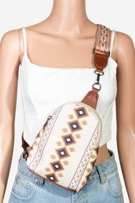 Hazel Blues® |  Fame Geometric Wide Strap Crossbody Bag