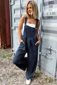 Hazel Blues® |  Plaid Wide Strap Wide Leg Overalls