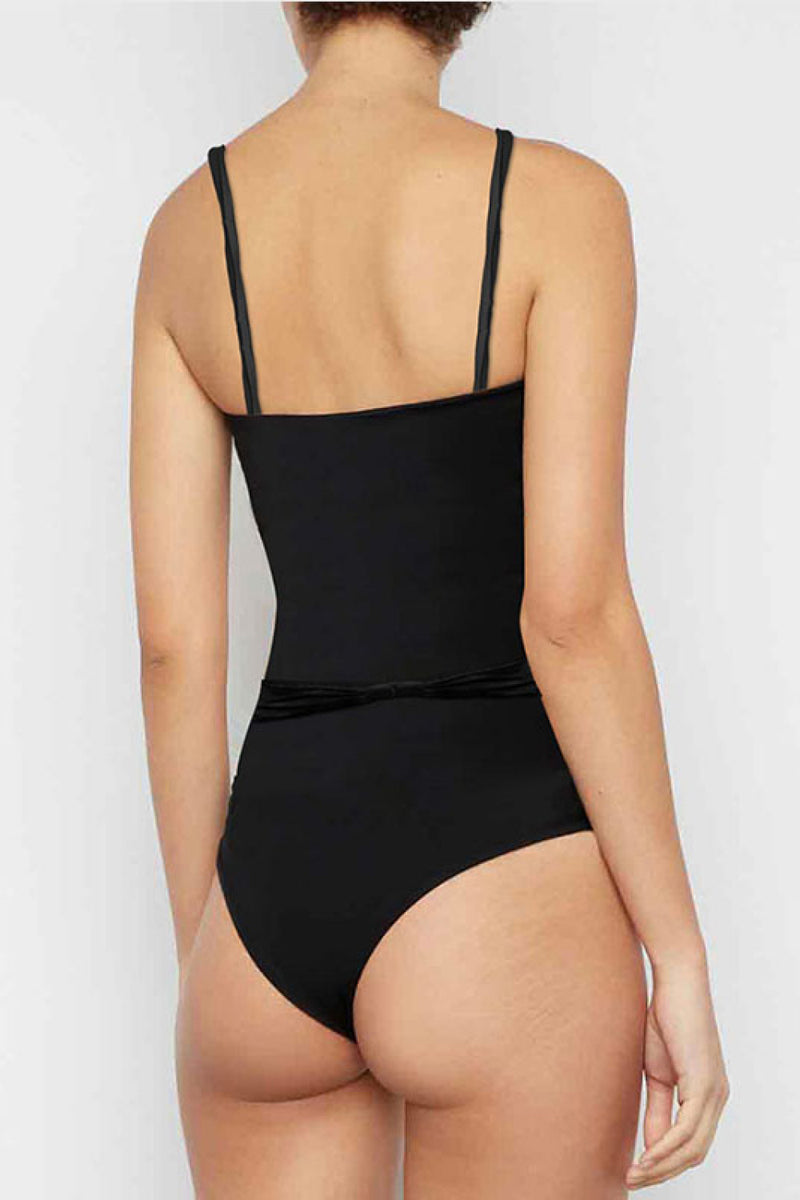 Hazel Blues® |  Contrast Flower Detail One-Piece Swimsuit