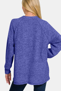 Hazel Blues® |  Zenana Brushed Melange Hacci High-Low Sweater