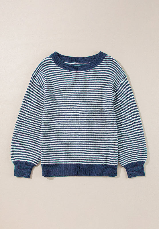 Hazel Blues® |  Striped Boat Neck Long Sleeve Sweater