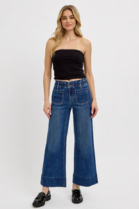 Hazel Blues® |  RISEN Elastic Band Wide Leg Jeans