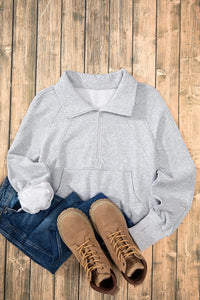 Hazel Blues® |  Half Zip Long Sleeve Sweatshirt