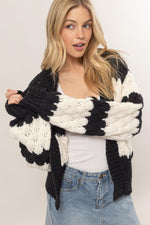 Hazel Blues® |  HYFVE Scallop Striped Open Front Long Sleeve Sweater Cardigan