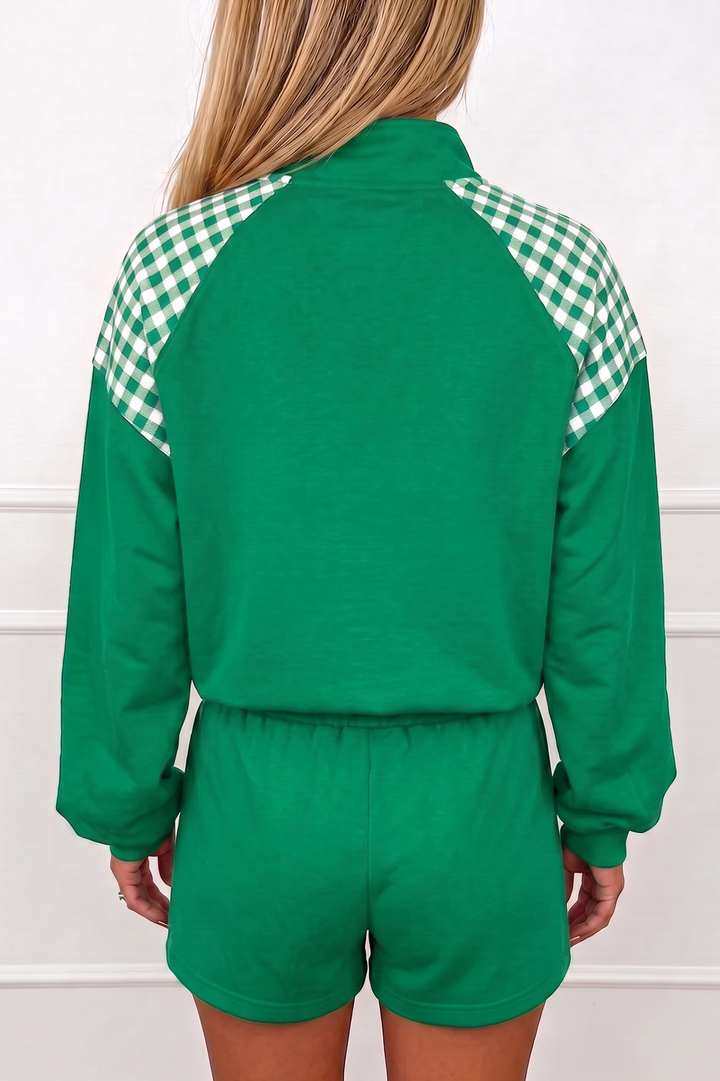 Avery Marie Green Christmas Plaid Shorts Set