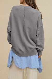 Hazel Blues® |  Side Slit Round Neck Long Sleeve Sweatshirt