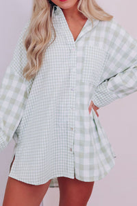 Hazel Blues® |  Pocketed Plaid Collared Neck Long Sleeve Shirt