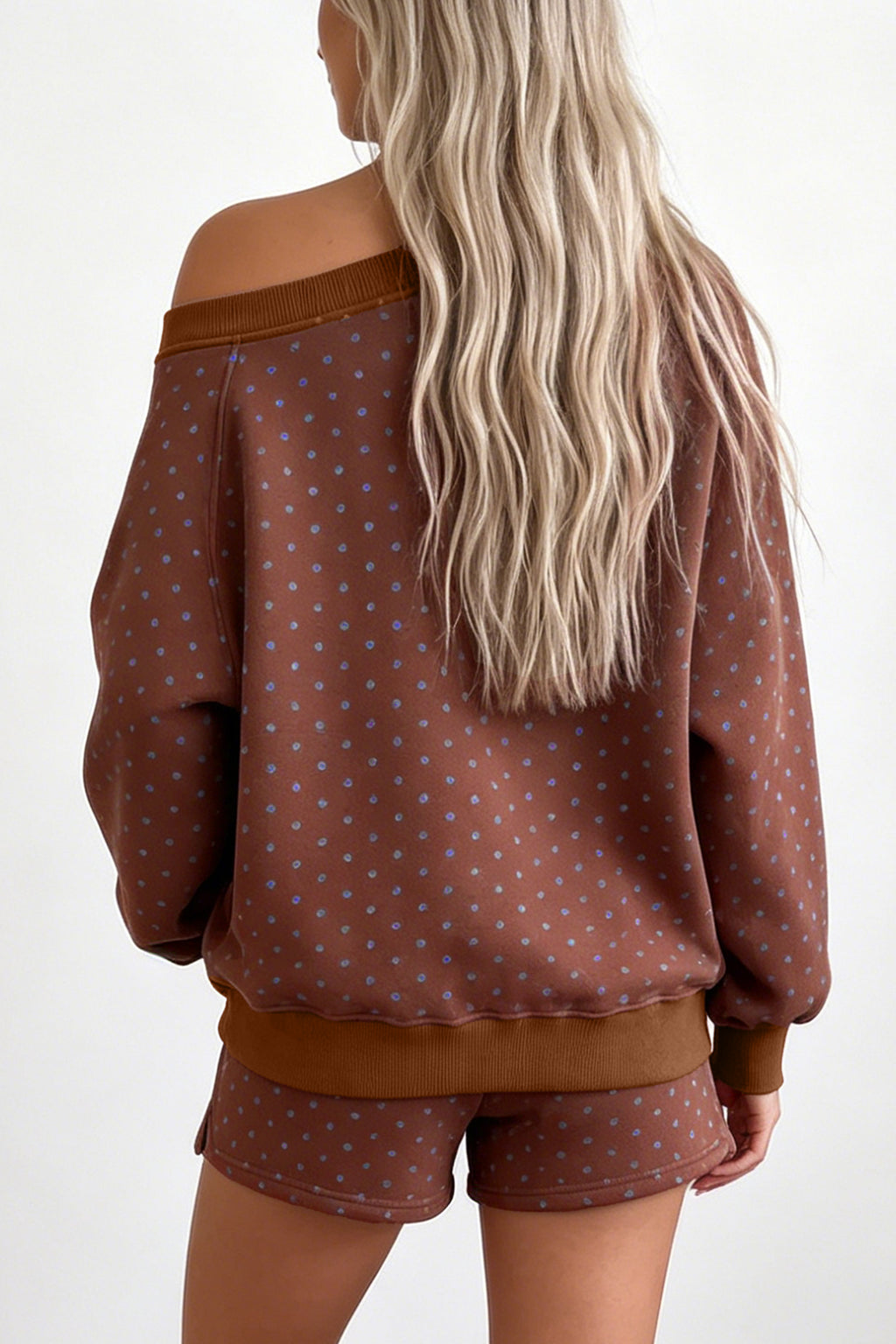 Brown Polka Dot Top and Shorts Set