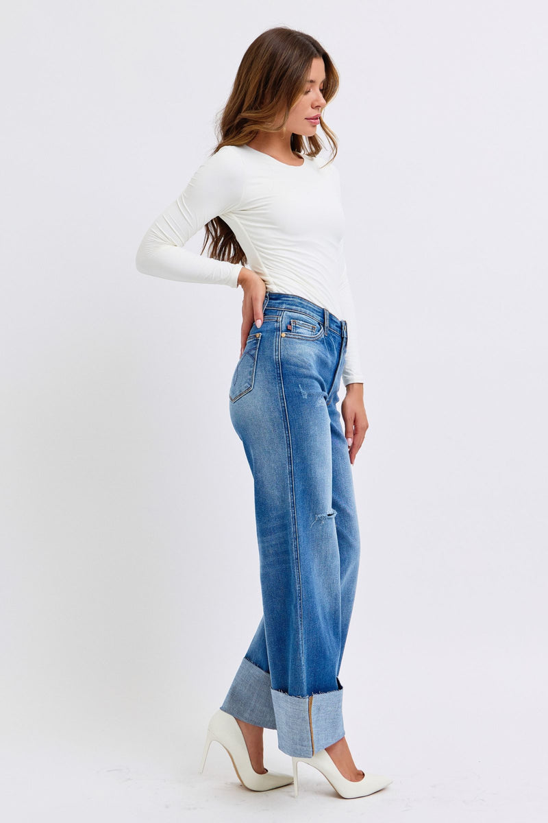 Hazel Blues® |  Judy Blue Distressed High Waist Wide Leg Jeans