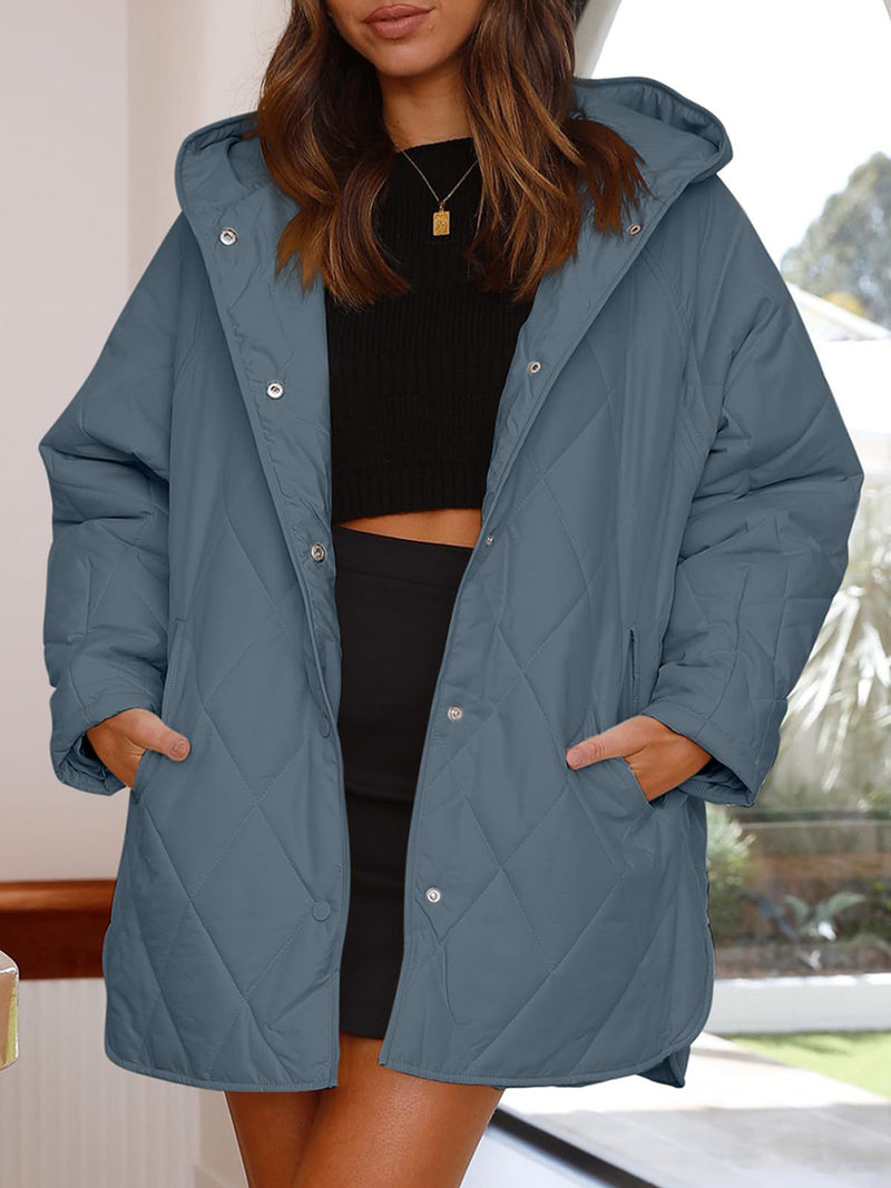 Hazel Blues® |  Slit Snap Down Long Sleeve Hooded Jacket