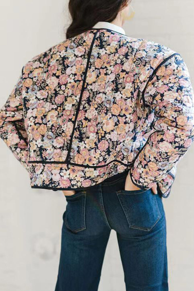 Hazel Blues® |  Floral Button Up Long Sleeve Winter Coat