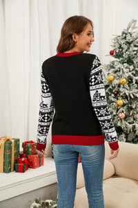 Hazel Blues® |  Christmas Pattern Round Neck Long Sleeve Sweater