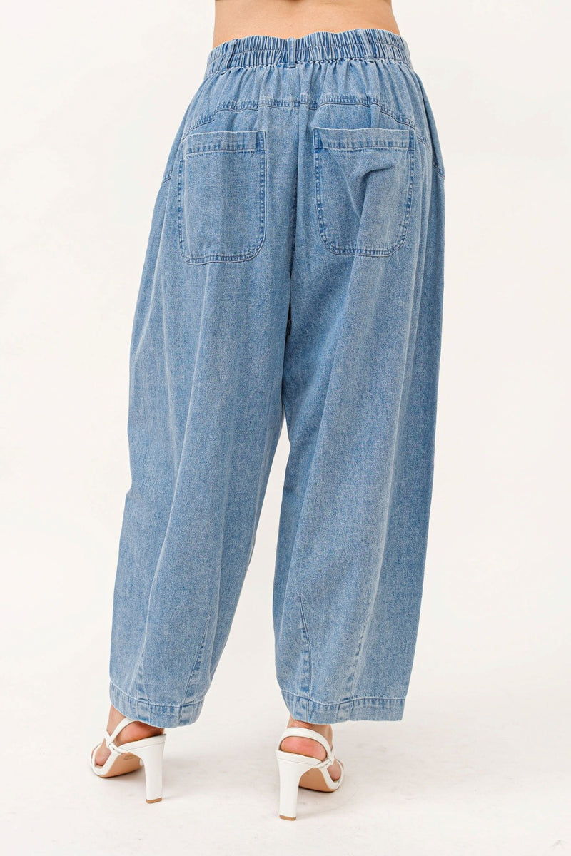 Hazel Blues® |  And The Why Elastic Back Pleated Baggy Jeans