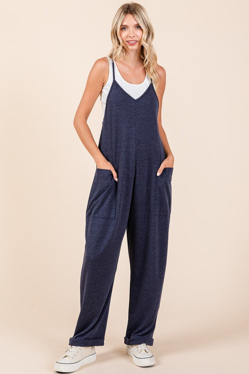 Hazel Blues® |  Mittoshop Patch Pocket Wide Leg Sleeveless Jumpsuit