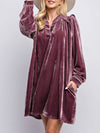 Hazel Blues® |  Frill Notched Long Sleeve Dress with Pockets