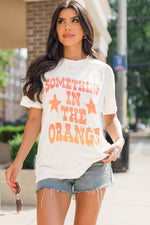 Hazel Blues® |  White SOMETHING IN THE ORANGE Graphic Crew Neck T Shirt