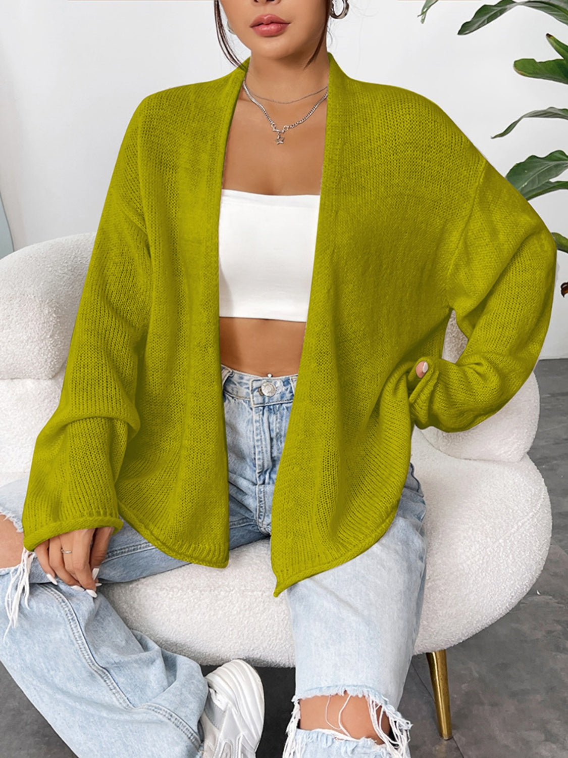 Hazel Blues® |  Open Front Dropped Shoulder Cardigan