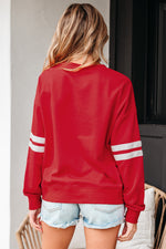 Hazel Blues® |  Evergreen Varsity Striped Detail Drop Shoulder Oversized Sweatshirt