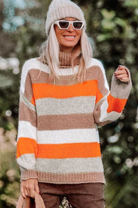 Hazel Blues® |  Color Block Drop Shoulder Turtleneck Sweater