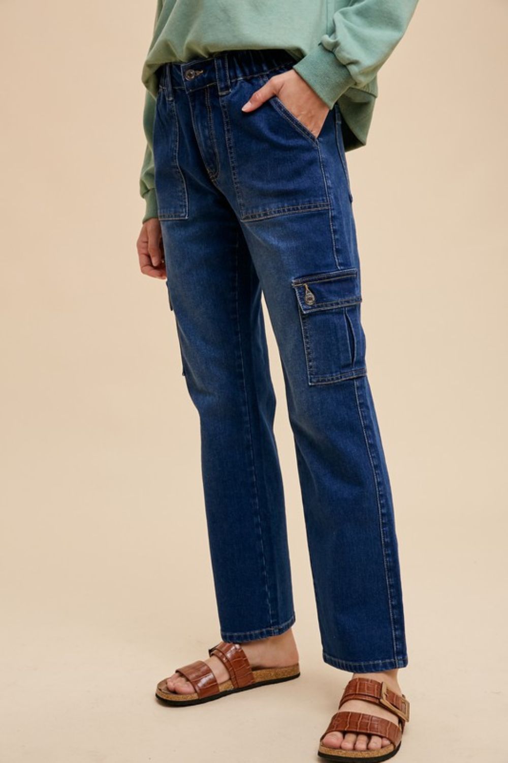 Hazel Blues® |  Annie Wear Straight Leg Jeans with Cargo Pockets