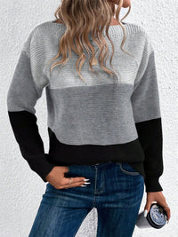 Hazel Blues® |  Color Block Drop Shoulder Long Sleeve Sweater