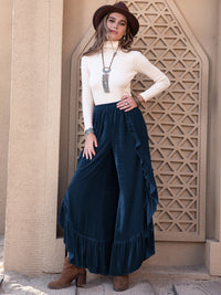 Hazel Blues® |  Slit Ruffled Wide Leg Pants